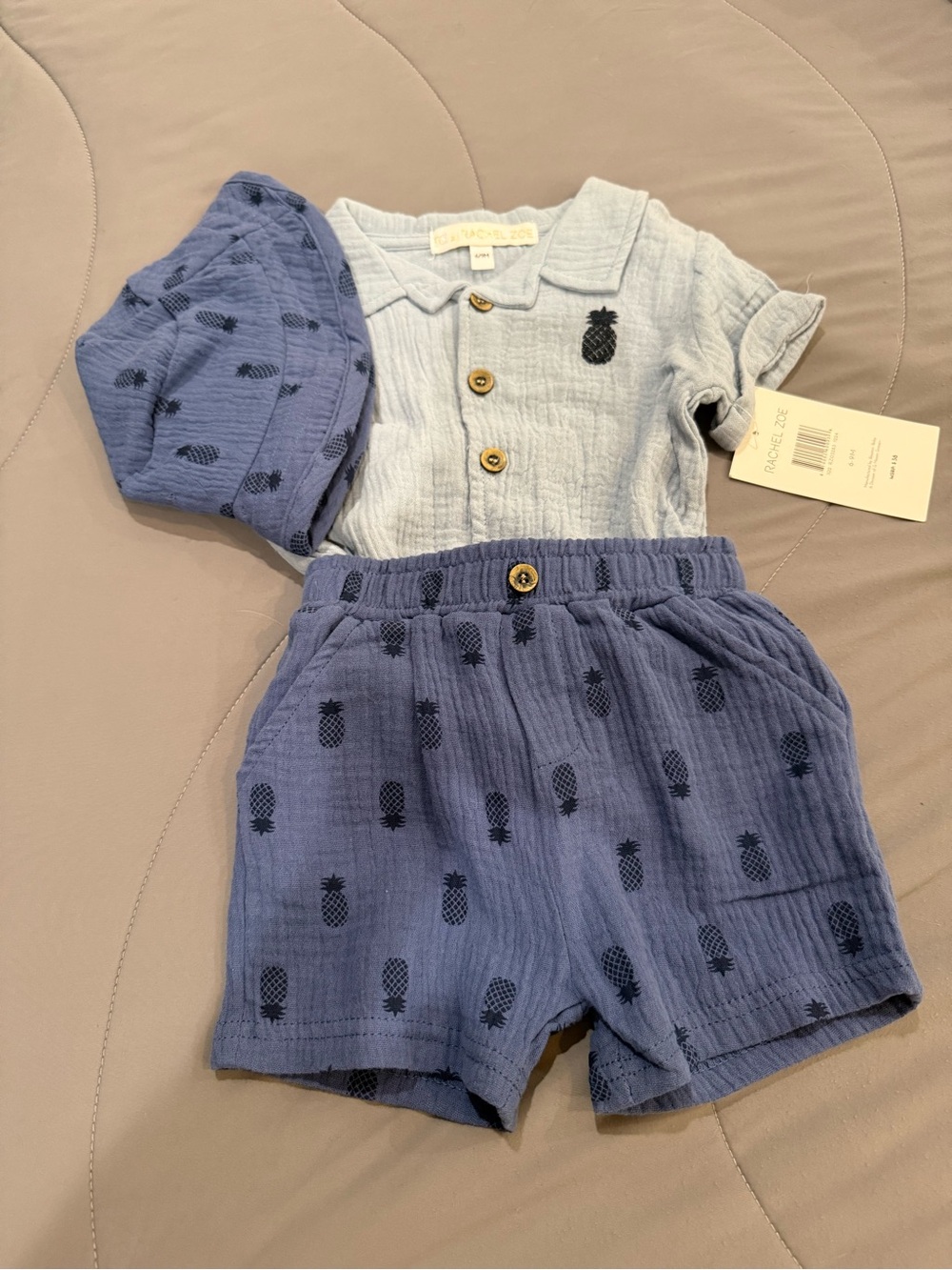 Rachel Zoe Blue and Light Blue Pineapple Knit Kids Matching Set